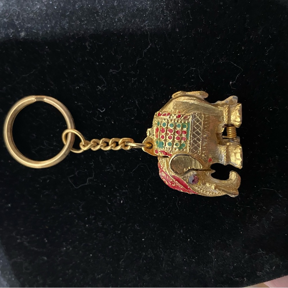Elephant Keychain, Unisex Gold Tone, India Style, Hinged